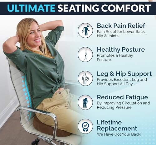 ComfiLife Premium Gel & Memory Foam Seat Cushion – Doctor Recommended Office Chair Cushion, Car Seat Cushion – Chair Cushions for Back & Sciatica Pain Relief – Seat Cushions for Office & Desk (Black) - color: Brown, size: Large