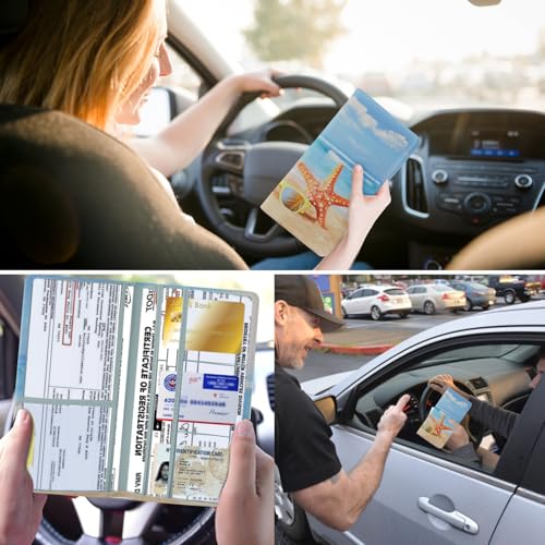 Leather Car Registration and Insurance Card Holder, Car Document Holder for Cards License with Magnetic Shut(Blue) - color: Blue