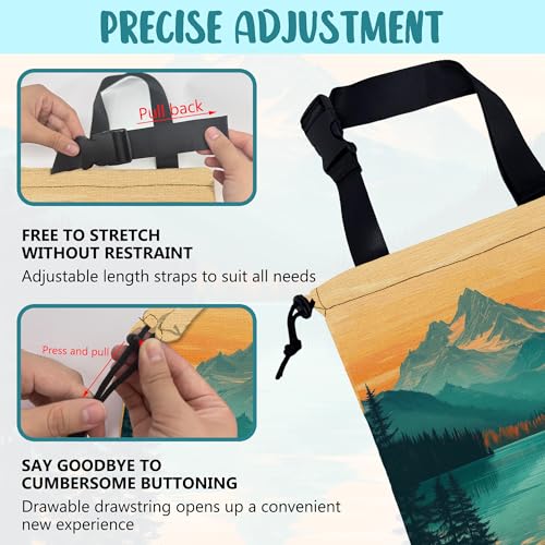 Car Garbage Bag Mountain and Forest at Sunset Hanging Canvas Car Trash Bag Drawstring Car Back Seat Organizer for Car Back Front Seat Console with Adjustable Buckle