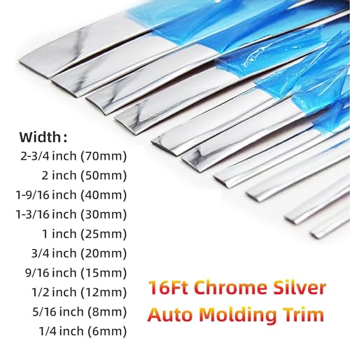 16Ft Chrome Silver Automotive Car Exterior and Interior Molding Trim Universal Bumper Window Door Body Side Decorative Strip Scratch-Proof (1-3/16 inch (30mm)) - size: Width:1-3/16inch(30mm)