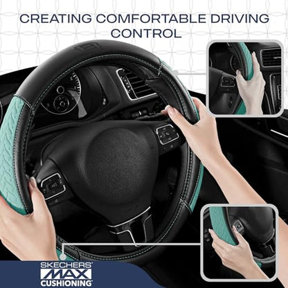 Skechers Steering Wheel Cover,Max Cushioning Leather Steering Wheel Cover Universal Fit 14" 1/2-15" Car Wheel Protector for Men Women Fit Suvs,Vans,Sedans,Car,Trucks,Mint - color: Mint