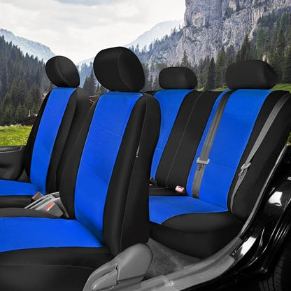 FH Group Car Seat Covers Three-Row 7 Seater Neoprene Waterproof Car Full Set Seat Covers, Airbag Ready and Split - Fit Most Car, Truck, SUVs, & Vans (Blue/Black) - color: Blue, style: 3 Row 7 Seater