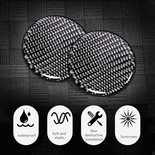 2PCS Car Cup Holder Coasters, Carbon Fiber Coaster, 2.68" Waterproof Non-Slip Insert Water Bottle Coaster Pad, Universal Drink Mat for Car Truck SUV, Auto Interior Accessories(Black) - color: black