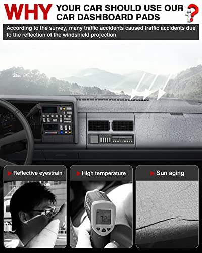 Autorder Dashboard Cover Mat for 1988-1994 Chevy Chevrolet Silverado/GMC Sierra C/K 1500 2500 3500 Pickup Truck /1992-1994 GMC Yukon/Chevy Blazer Suburban Accessories Dash Cover Flannel Dash Mat - size: Black 1988-1994 Silverado