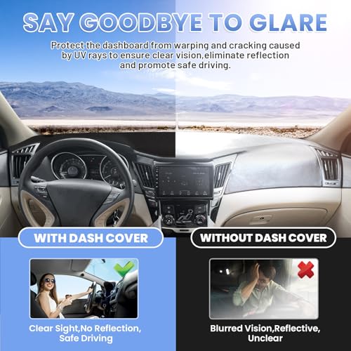 Sunsdrew Dash Cover for Hyundai Sonata 2011 2012 2013 2014 Dashboard Cover Mat for Sonata Suede Dash Mat Accessories Sun Shade Nonslip Mesh Protector No Glare - size: 11-14 Hyundai Sonata Dash Cover