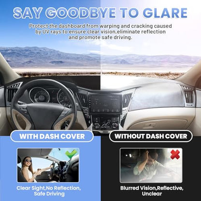 Sunsdrew Dash Cover for Hyundai Sonata 2011 2012 2013 2014 Dashboard Cover Mat for Sonata Suede Dash Mat Accessories Sun Shade Nonslip Mesh Protector No Glare - size: 11-14 Hyundai Sonata Dash Cover
