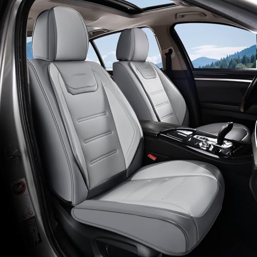 Coverado Car Seat Covers, Front Covers for Cars, Car Seat Cover Front Seats, Automotive Seat Cover, Waterproof, Leather Car Seat Cushion, Universal Interior Covers Seat Protectors for Most Cars - color: Lgray, size: Front Pair