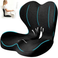 Lumbar Support Seat Cushion - Memory Foam Cushion for Office Chair, Car Seat, Airplane - Sciatica & Hip & Coccyx Pain Relief Desk Chair Cushion for Long Sitting Office Workers, Car Drivers
