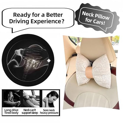 Car Headrest Pillow with Leopard Print Chic Car Interior Breathable Neck Support Cushions Fits for Most Cars (Beige Pillow) - color: Beige Pillow