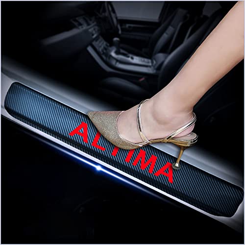 4Pcs Car Door Sill Protector for Nissan Altima, Carbon Fiber Anti-Scratch Guard for Nissan Altima Accessories - Self-Adhesive Car Door & Sill Protector -RED - color: RED
