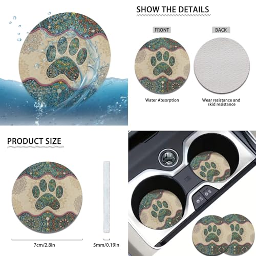 Dog Claw Car Steering Wheel Covers Set Bohemian Print Car Interior Accessories Cup Holder,Handbrake Gear Cover for Vans Truck SUV - color: Dog Claw