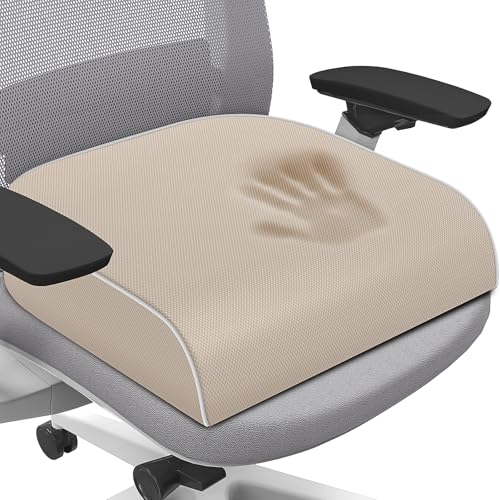 Seat Cushion for Tailbone Pain Relief, Office Chair Cushion, Memory Foam Large Chair Cushion with Non-Slip Cover for Soft Support at Office Chair, Car Seat, Airplane Beige/Large - color: Beige, size: Large