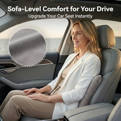 Sofa-Level Lumbar Support Pillow for Car Seat, Plush Velvet Back Cushion with 3-Zone Support, Soft & Supportive Lumbar Pillow for Driving, Office Chair, Home Decor (Gary)