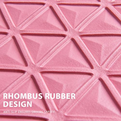 CAR PASS Bling Diamond Car Mats Rubber Floor Mats Full Set Anti-Slip 3D Rhombus Waterproof Trim to Fit Liner Universal Glitter Crystal Sparkly Shining Rhinestone Girl Women SUV Sedan Van, Pink Rubber - color: Pink Rubber