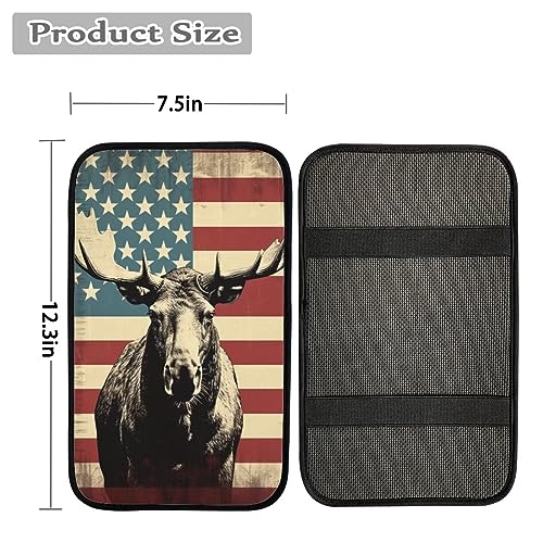 Car Center Console Pad, Universal Waterproof Car Armrest Seat Box Cover, Car Interior Accessories for Most Vehicle SUV Truck Vintage American Flag Elk Car Armrest Pad - color: vintage american flag elk