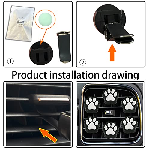6 Pcs Dog Paw Air Vent Clips, Cute Dog Cat Print Car Air Fresheners Vent Clips Funny Car Decoration Interior Decor Accessories for Women Men