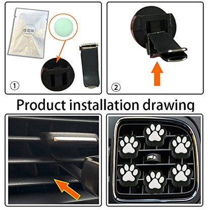 6 Pcs Dog Paw Air Vent Clips, Cute Dog Cat Print Car Air Fresheners Vent Clips Funny Car Decoration Interior Decor Accessories for Women Men