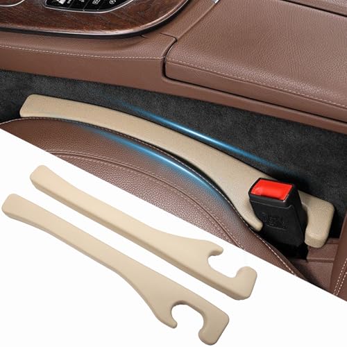Car Seat Gap Filler Set of 2,Seat Gap Organizer, No Drop Seat Guard,Car Seat Accessories,Drop seat Gap fillers Between Seat and Console Stop Things from Dropping (Beige) - color: Beige