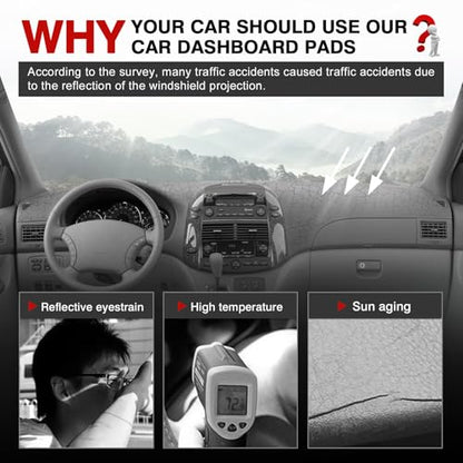 Autorder Gray Dashboard Cover Mat for Toyota Sienna 2004-2010 Accessories Dash Cover Upgrade Polyester Dash Mat Sunshade Glare UV Rays Protector - size: Gray 2004-2010 Toyota Sienna