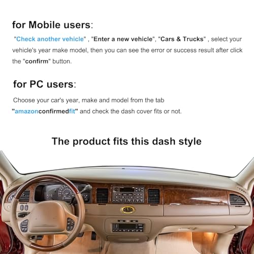 Dash Cover Mat Custom Fit for Lincoln Town Car with Climate Sensor with Light Sensor Dashboard Pad Cap Carpet Protector K315 (Black)