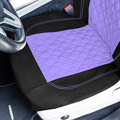 Universal Fit Diamond Stitched Flat Cloth Car Seat Covers Full Set - Purple - color: Purple