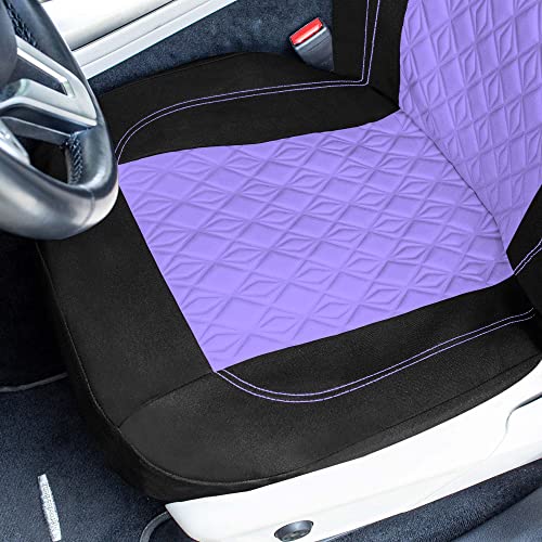 Universal Fit Diamond Stitched Flat Cloth Car Seat Covers Full Set - Purple - color: Purple