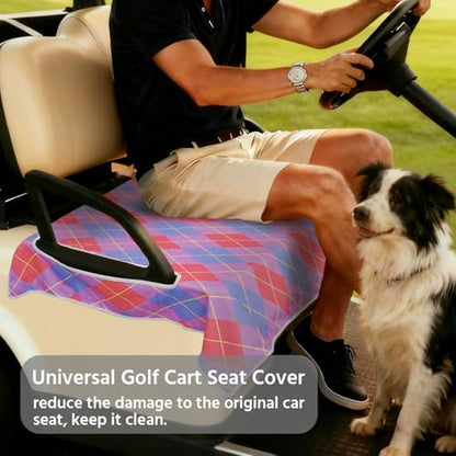 Golf Cart Seat Covers, Universal Golf Cart Seat Towel Blanket for Yamaha, EZGO, Club Car, Icon and More 2-Seat Carts, 100% Microfiber Keeps Seat Comfortable and Clean - color: pink