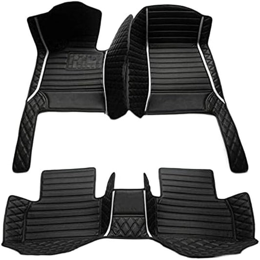 TAHALICustom Colors Car Floor Mats Black Pink for 99.9% Sedan SUV Sports， All-Weather Liners Car Floor mat，Luxury Leather Automotive Floor Mats (Black White mats,3D Floor Mats) - color: Black white mats