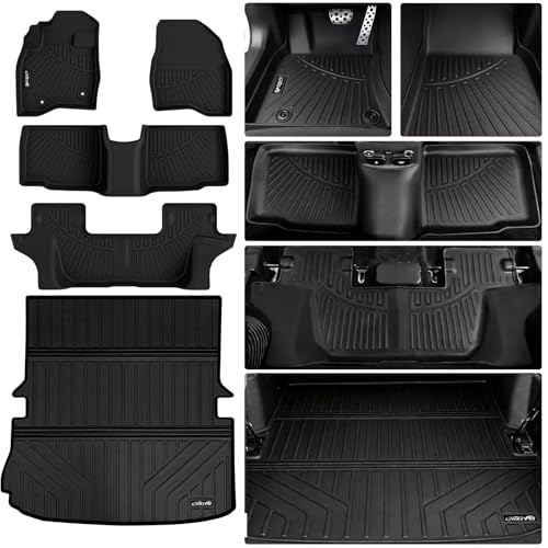 Floor Mats & Large Trunk Mat for 2015-2017 2018 2019 Ford Explorer TPE All Weather Protection Car Floor Liners with Foldable Big Cargo Liners（Foldable） Accessories - size: For 2015-2019 Ford Explorer