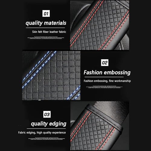 2PCS Car Seat Belt Cover Pad,Breathable Leather Seatbelt Covers for Shoulder Protection and Car Decorations,Universal Seatbelt Cushion Adding Car Seat Strap Pads Car Accessories Interior (Black/Red)
