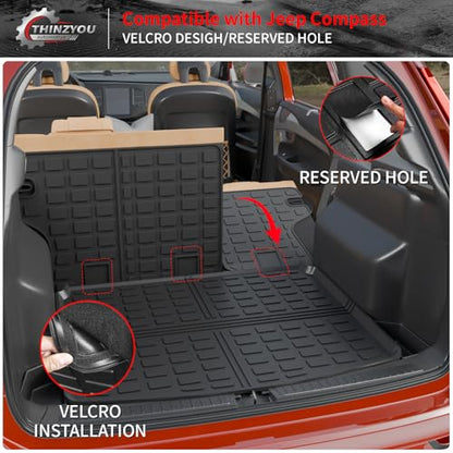 Floor Mats Compatible with 2017-2025 2026 Jeep Compass Trunk Mat Cargo Liner Cargo Mat TPE All Weather Back Seat Cover Protector 2024 Compass Accessories (Trunk Mat+Backrest Mats+Floor Mats) - style: For Jeep Compass | 2017-2026