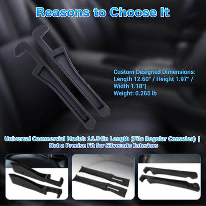 Half-Sized Seat Gap Filler Compatible with Chevy Silverado 1500 2500HD| Zero Obstruction to Lower Center Console Storage | Anti-Drop Organizer | Free Window Breaker Interior Accessories