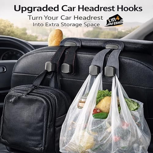 Car Headrest Hook 2 Pack, Premium Leather Car Purse Hooks, Heavy Duty Seat Back Organizer for Handbags, Groceries & Bags, No Scratch, Easy Install Car Accessories(2, Brown) - color: Brown