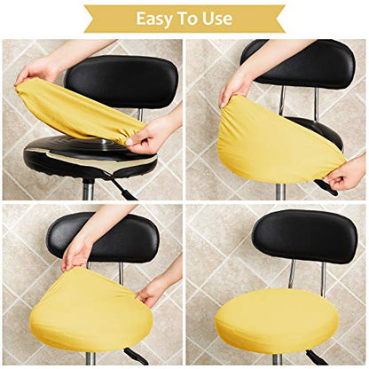 Tatuo Round Bar Stool Seat Covers Washable Stool Cushion Slipcover Elastic Bar Chair Covers for 14-17 Inch Chair (Yellow, 4 Pieces) - color: Yellow