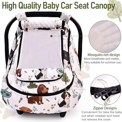 Waterproof Baby Car Seat Cover，YVMVDV Patented Cold Weather Carseat Cover for Babies,Infant Car Seat Cover Canopy for Boy Girls, Keeps Babies Warm and Cozy (Cute Dog) - color: Colorful Dog