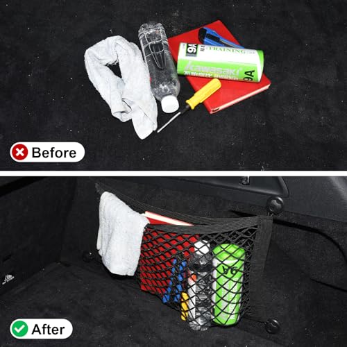 2 Pack Small Cargo Net Pocket Storage Pouch Bag 21 x 9.8 Inches RV Netting Elastic Automotive Cargo Nets with 8 Mounting Screws, Storage Mesh for Car Trunk SUV Boats - size: 21 x 9.8 Inch