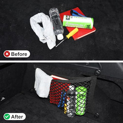 2 Pack Small Cargo Net Pocket Storage Pouch Bag 21 x 9.8 Inches RV Netting Elastic Automotive Cargo Nets with 8 Mounting Screws, Storage Mesh for Car Trunk SUV Boats - size: 21 x 9.8 Inch