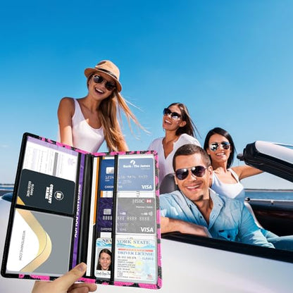 Car Registration and Insurance Holder with Magnetic Closure, Universal Document Organizer for License, Insurance Cards & Glove Box Storage (Leopard-Glitter Hot Pink) - color: Leopard-Glitter Hot Pink