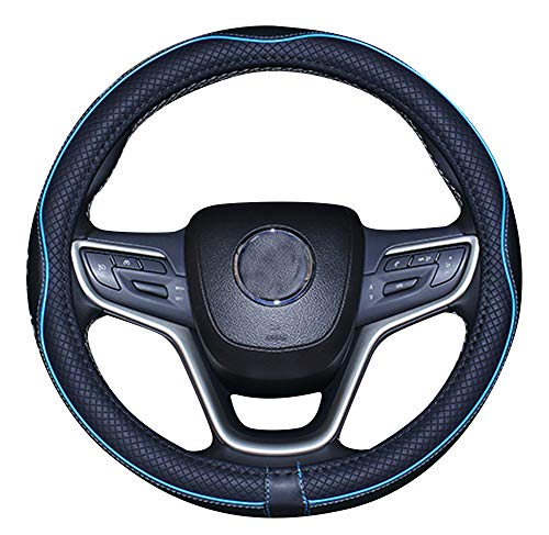 Mayco Bell Large Size Steering Wheel Cover Anti-Slip,Safety,Soft,Breathable,Durable,Full Surround,Comfortable Grip Microfiber Leather (15.5-16 inch, Black Blue) - color: Black Blue, size: 15.25''-16''