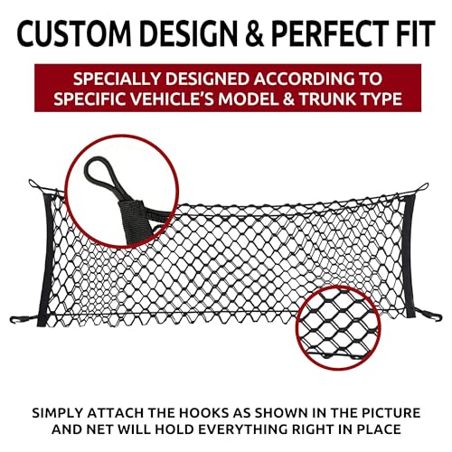 Envelope Style Trunk Mesh Cargo Net for Infiniti JX35 QX60 + HYBRID 2013 - 2025, Automotive Exterior Accessories - Car Trunk Storage Organizers, Cargo Bed Net for Car, Smart Vehicle Storage Organizer