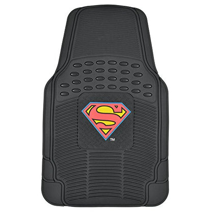 BDK Warner Bros DC Comics Superman Superhero Car Accessories - All Weather Heavy Duty Rubber Liners - Anti-Slip 27 x 18 in Car Mats - Universal Fit Floor Mats