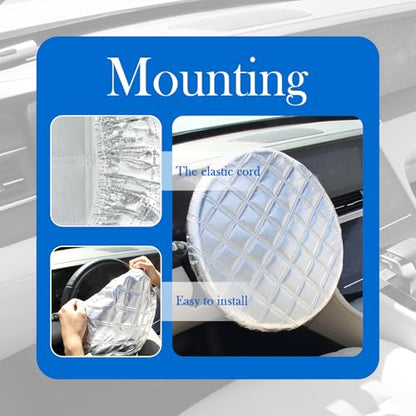 Car Steering Wheel Cover Sun Shade,Aluminum Film Car Wheel Cover for Thermal Insulation & Cooling,3-Layer Thickened Steeringwheel Covers Fits 15.75" Diameter Cars Steering Wheels (Aluminum Foil) - color: Aluminum Foil