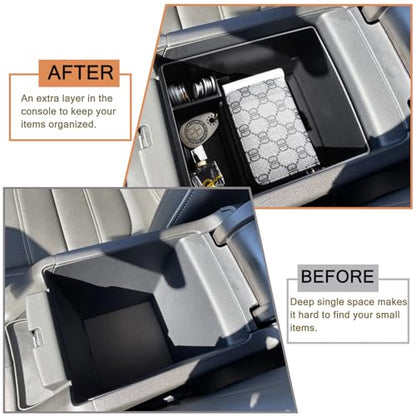 Compatible with GMC Acadia Center Console Organizer 2017-2019 2020 2021 2022 2023 Acadia SL SLE SLT Denali AT4 Interior Accessories, ABS Armrest Storage Box Insert Tray, Black
