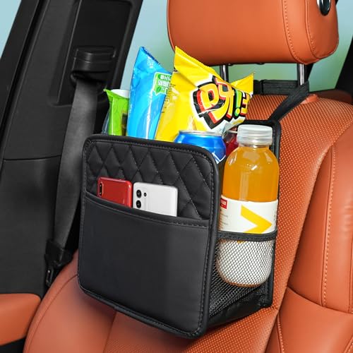 Car Seat Back Organizer, Waterproof Car Backseat Organizer with Cup Holders Large Capacity Hanging Car Storage Bag for Phones Documents Cups Bottle Travel Compatible with Most Vehicles - color: Black C