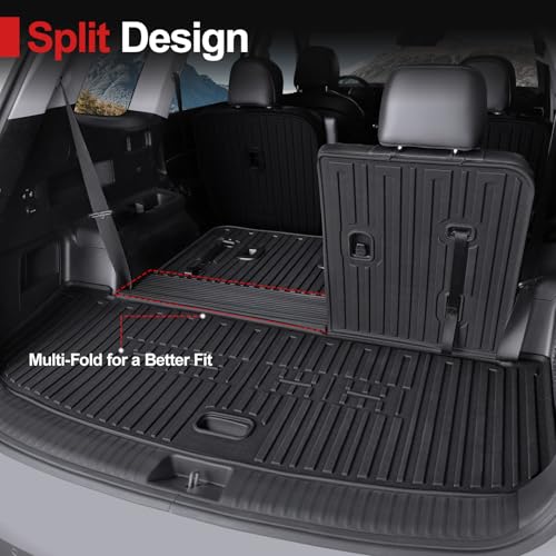 Floor Mats for 2020-2025 Kia Telluride 7/8 Passenger (NOT fit 2027), All Weather TPE Durable Cargo Liner with Backrest Mat Interior Protection for 2025 Kia Telluride AWD - style: Floor Mats Set