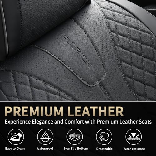 Leather Automotive Seat Covers, Waterproof Seat Covers, Black Front Car Seat Cover, Full Coverage Car Seat Covers 2 Pack Car Seat Cushion Protector Universal Fit for Most Cars SUV Trucks