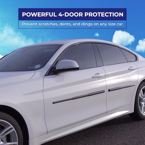Dent Prevent Magnetic Car Door Protector Strips – Removable Guard to Prevent Dents, Dings & Scratches on Metal Vehicle Doors, 4-Strip Set, Matte Black - size: 4 Door