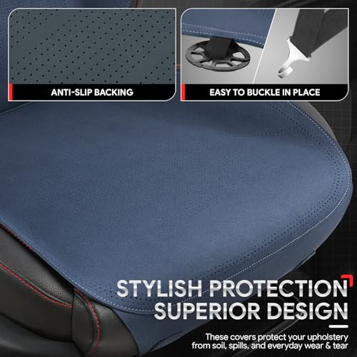 Protex Plus Series Full Set Seat Covers Microsuede Upholstery Universal for Cars Trucks SUV, Navy Blue, CA-SC-PRO-Plus-Full-NB - color: Navy Blue, size: Full Set, style: Pro-Plus Series