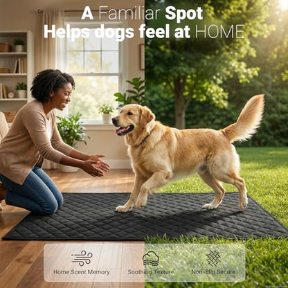 PetDance Multi-Purpose Slim Dog Mat for Car Back Seat, Sofa, Floor, Outdoor, Park Bench, Camping, Non-Slip & Waterproof Dog Blanket, Dog Bed Mat Pad for Sedan |Mid-Size & Compact SUV/Trucks - size: L (52"x23")