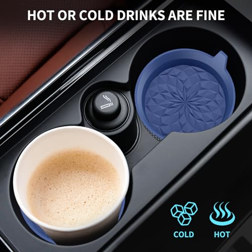 ME.FAN Car Cup Coasters [4 Pack] Silicone Cars Coasters - Universal Non-Slip Recessed Interior Accessories - Cup Holder Inserts Navy Blue - color: 4pack-navy Blue